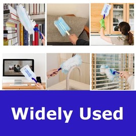 YANHAO 20 PCS Blue Dust Magnet Refills,Disposable Duster Heads,Fluffy Duster Refills,Strong Electrostatic Dust Removal for Home & Car Cleaning,Manual Dust Refill Pack with 1 Handle