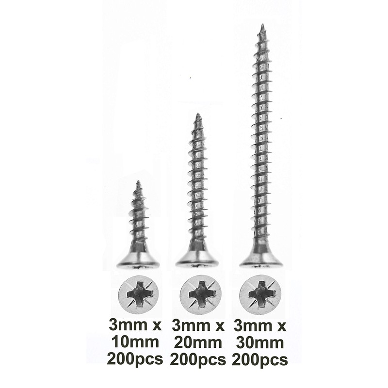 Wood Screws Set 3mm Range – Pozi-Drive Countersunk Zinc Plated