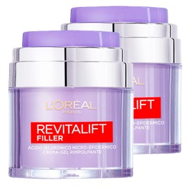 L'Oréal Paris Revitalift Filler Nourishing and Moisturising Cream Gel for Face Rejuvenation with Hyaluronic Acid for All Skin Types - 2 x 50 ml Jar