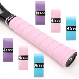 Atseen Tennis Racket Grip Tape, 6 or 12 or 30 Pack, Racket Overgrip Tape That Stays Dry & Absorbs Sweat with Velvety Comfort. for Tennis Rackets,Fishing Rods.Various Colors to Choose.