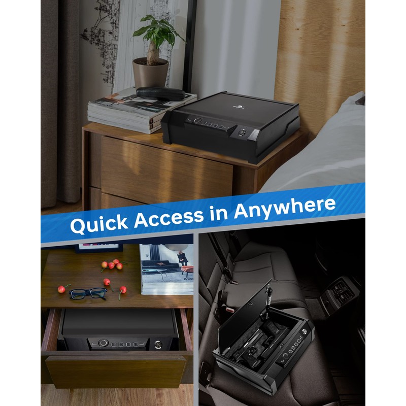 TIGERKING Gun Safe,Biometric Gun Safe for Pistols,Quick Access Pistol Safe