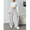 PINSPARK Womens Cotton Fleece Lounge Pants High Waisted Wide Leg