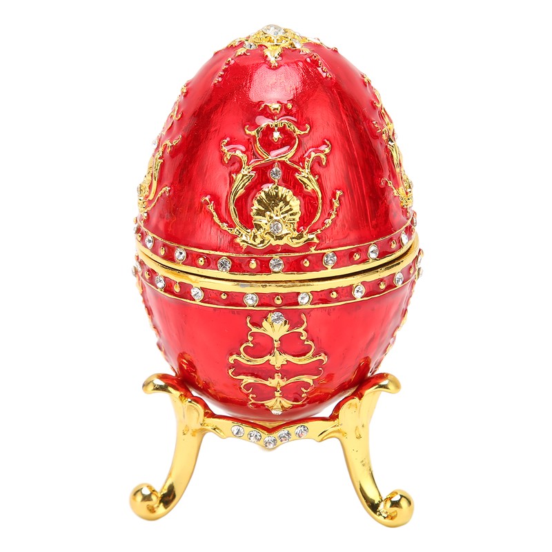 Egg Style Jewelry Trinket Box Zinc Alloy Hand Painted Enameled