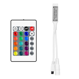 Aroidful Mini RGB LED IR Controller 4 Pin with 24 Buttons for SMD 3528 5050 5630 RGB LED Strip DC 5V-24V Speed Brightness Colour Scene Adjustable