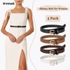VONMELLI 4 Pack Thin belts for Women, Ladies Skinny Leather