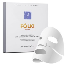 FÓLKI [Baforki] Bio-Collagen Real Deep Mask (1.2 oz (34 g) x 4 pieces) | Hydrogel Mask | Highly Moisturizing | Haritsuya Pore Care | Non-sticky| Dry, Sensitive Skin| Korean Cosmetics