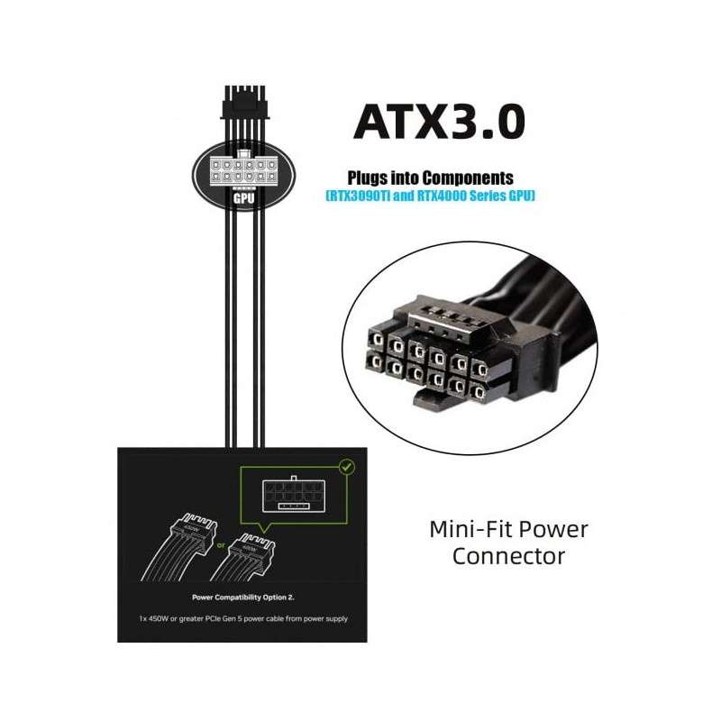 Xiwai 12VHPWR Power Modular Cable ATX3.0 PCI-E 5.0 16Pin to