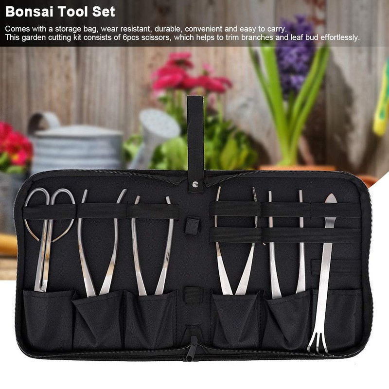 Bonsai Tools Set, 6pcs Stainless Steel Bonsai Garden Plant Tree