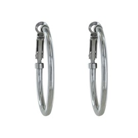 LES POULETTES BIJOUX - Steel round hoop earrings, 5 cm