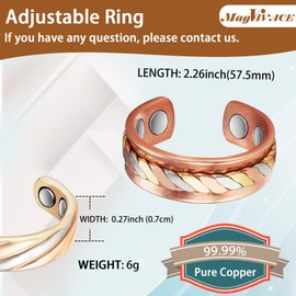 MagVIVACE 2 of Pack Copper Ring for Women, Magnetic Ring with Magnet, Jewelry Gift (cd)