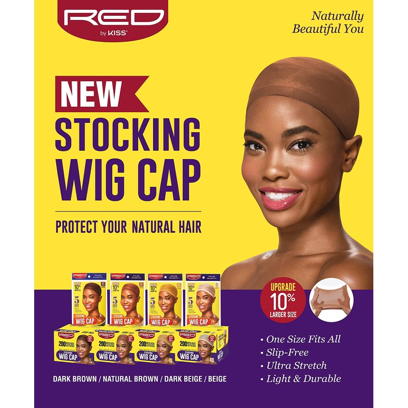 Red by Kiss Stocking Wig Cap 5 PCS (Dark Brown)