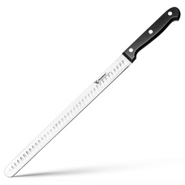 Humbee 12 Inch Carving Knife with Razor Sharp Granton Edge for Brisket BBQ Meat and Turkey Cutting – Stainless Steel Blade with Ergonomic POM Handle – Long Slicing Knife for Kitchen and Grill