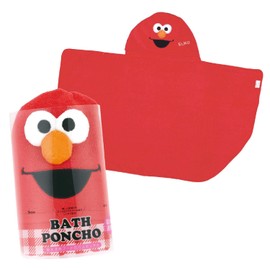 Skater BPO1-A Water Absorbent, Quick-Drying, Hooded Bath Poncho, Elmo, Sesame Street, 42.5 x 36.2 inches (108 x 92 cm)