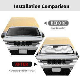 RT-TCZ Windshield Sunshade Sun Shade Heat Shield Window Sun Visor Mat for Jeep Grand Cherokee 2022-2024,US Flag