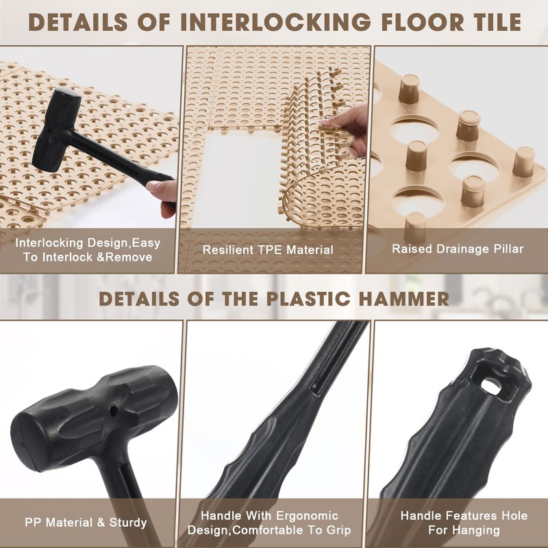 Drydiet 24 Pack Drainage Tiles Modular Interlocking Floor Tiles with