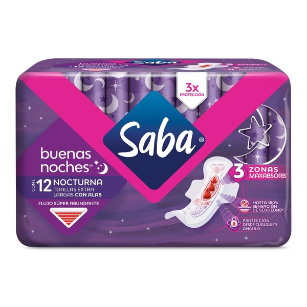 Saba Buenas Noches, Toallas Femeninas Nocturnas con alas, Flujo Súper