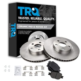 TRQ Front Premium Posi Ceramic Brake Pad & Rotor Kit Compatible with 2000 Toyota Celica GTS 2001-2005 Toyota Celica 2005-2010 Scion tC CD817 31270 044652B010 BD126017 BR31270 SGD817C