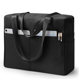 KALIDI Large Tote Bag for Women,Lightweight Travel Bag Weekend Overnight Bag Work Handbag With 15.6in Laptop Compartment for Holiday School Gym Daily Black