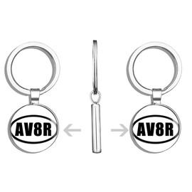 HJ Media Oval AV8R Aviator (Flying Pilot Fly) Metal Round Metal Key Chain Keychain Ring