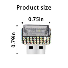 Mandark 4PCS Bling Car Interior Atmosphere Lamp, Crystal Rhinestone USB LED Portable Auto Interior Night Light, Plug-in Interface Ambient Lighting Kit, Universal Vehicle Accessories (Multicolor)