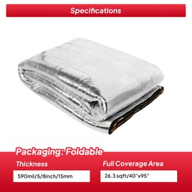 5/8 Inch Thick Heat-Resistant Sound Deadening Mat 15 mm Closed Cell Foam Car Bonnet Heat&Noise Insulation Dampening (52" LX40 W)
