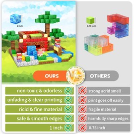 Jooyflares [100PCS - Upgrade 2.5cm/1inch] Magnetic Blocks - Magnetic Building Blocks Build Mine World Set, Learning Construction Toys for 3+ Years Old Kids, Girls & Boys & Toddlers Gifts