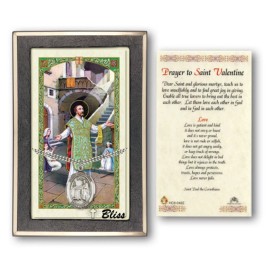 bliss Sterling Silver St Valentine of Rome Medal Necklace 24'' Chain Prayer Card