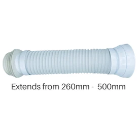Flexible Toilet Pan Connector Universal WC Flexi Slinky Waste Soil Pipe 260mm-500mm