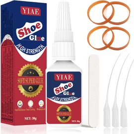 YIAE Shoe Glue, 30g, High Strength Waterproof Shoe Repair Glue, Instant Soft Superglue with Anti-Clog Cap, Heat Resistant Fast Curing Repair Kit for Shoes, Leather, Plastic