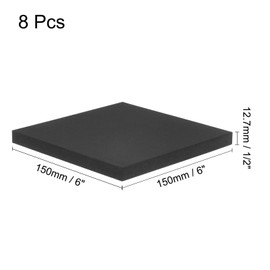 QUARKZMAN 8 Pieces Rubber Pad Plates, 1/2 Inch Thick x 6 Inch Long, Square Neoprene Foam Board, Non-Slip Anti-Vibration Pads, Anti-slip, Noise Absorbing