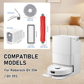 DianSung Zubehör Set für Roborock QV 35A / QV 35S / QR 798 / QR 598 Staubsauger Ersatzteil, 1 Hauptbürste,4 Wischtücher,4 Staubbeutel,4 Seitenbürsten,4 Filter