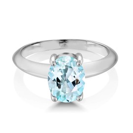 Gem Stone King 925 Sterling Silver 9X7MM Oval Gemstone Birthstone Solitaire Engagement Ring | Wedding Engagement Anniversary Promise Ring For Women | Available In Size 5, 6, 7, 8, 9