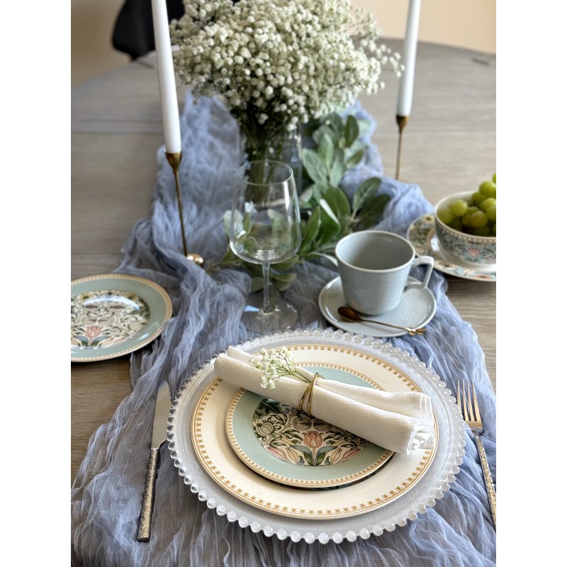 SET OF 6 Morris Garden Porcelain Dessert Plates Floral Bone