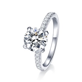 Oivley 2CT Moissanite Engagement Rings for Women, Solitaire Lab Created Diamond Rings with 18K White Gold Plated D Dolor Sterling Silver Fake Engagement Ring Promise Rings for Her-40