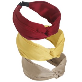 Wide Headbands for Women Fabric Hair Band,Elastic Headbands Knot Hairbands Hair Accessories for Daily Wearing, Dating, Sports (3WideColor)