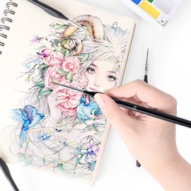 SHUBEIEUMI 6 Piece Fine Detail Brush Set, Small Artist Brushes, Painting by Numbers Brush, Miniature Brush, Drawing Brush Set, for Acrylic, Watercolour, Oil, Miniatures