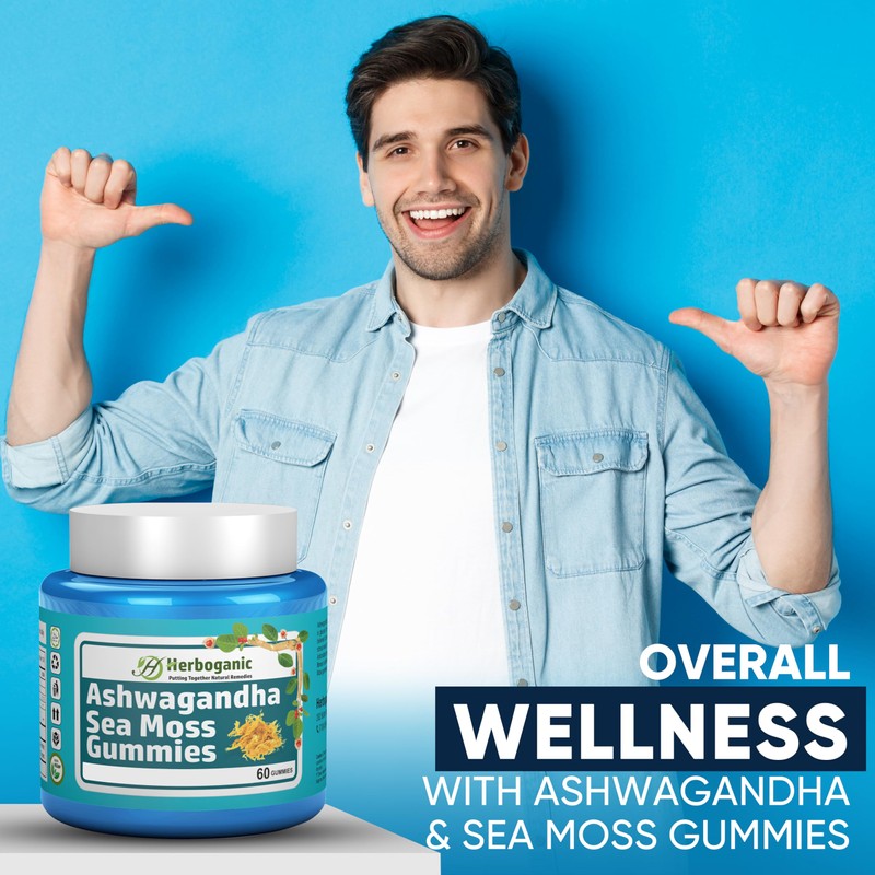 HERBOGANIC Ashwagandha Sea Moss Gummies - 60 Count