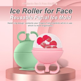 gzpynsgaoh 2 Pack Ice Roller for Face,Reusable Facial Ice Mold,Eliminate eye and face swelling，Ice Cube Roller for Face Neck Body and Eye，Ice Cube Roller Massager Gua Sha Tool（pink+green）