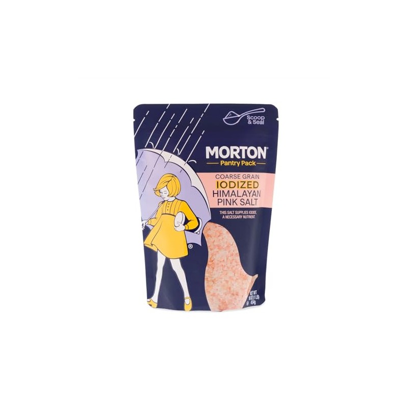 Morton Iodized Himalayan Pink Coarse Salt 1lb., Resealable Pouch