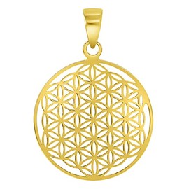 Jewelry America Solid 14k Yellow Gold Dainty Flower of Life Pendant