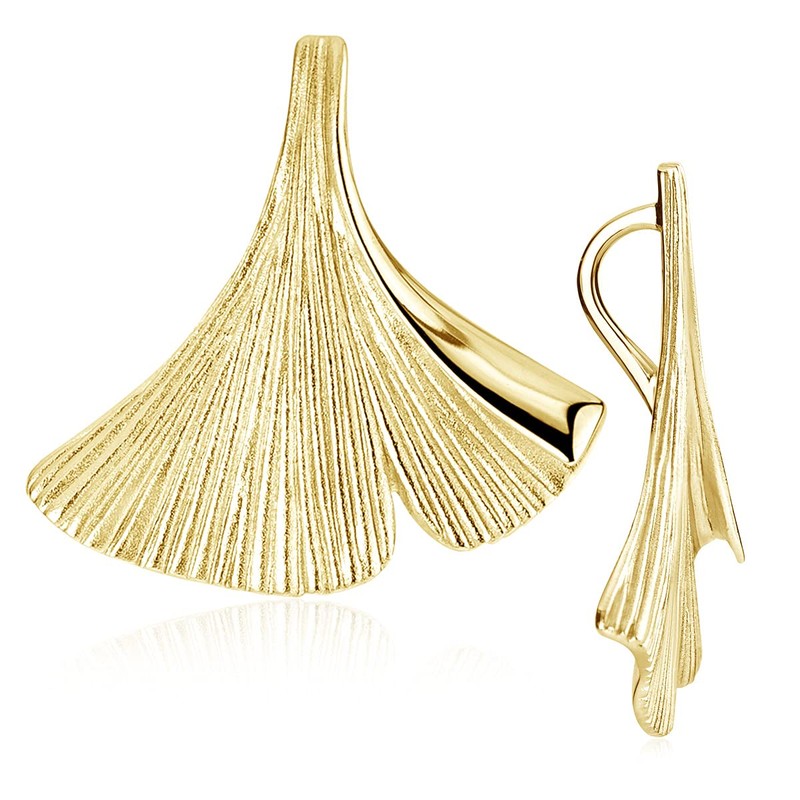 Gold Anhänger Gingko Blatt - 925 Silber vergoldet mit Kette