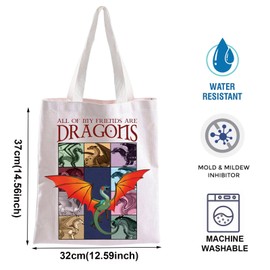 Dragon Tote Bag Wings Fire Novel Inspired Gift Bag Dragon Book Lover Gift All Of My Friends Are Dragons Bag For Dragon Fans (TB, All Dragon Tote-PY2)