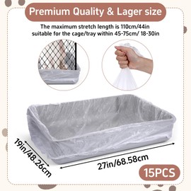Josojoou 15PCS Disposable Cage Liners, Transparent Plastic Guinea Pig Cage Liners, Universal Elastic Toilet Film Suitable for Rabbits, Hamsters, Chinchillas, Hedgehogs and Other Small Animals