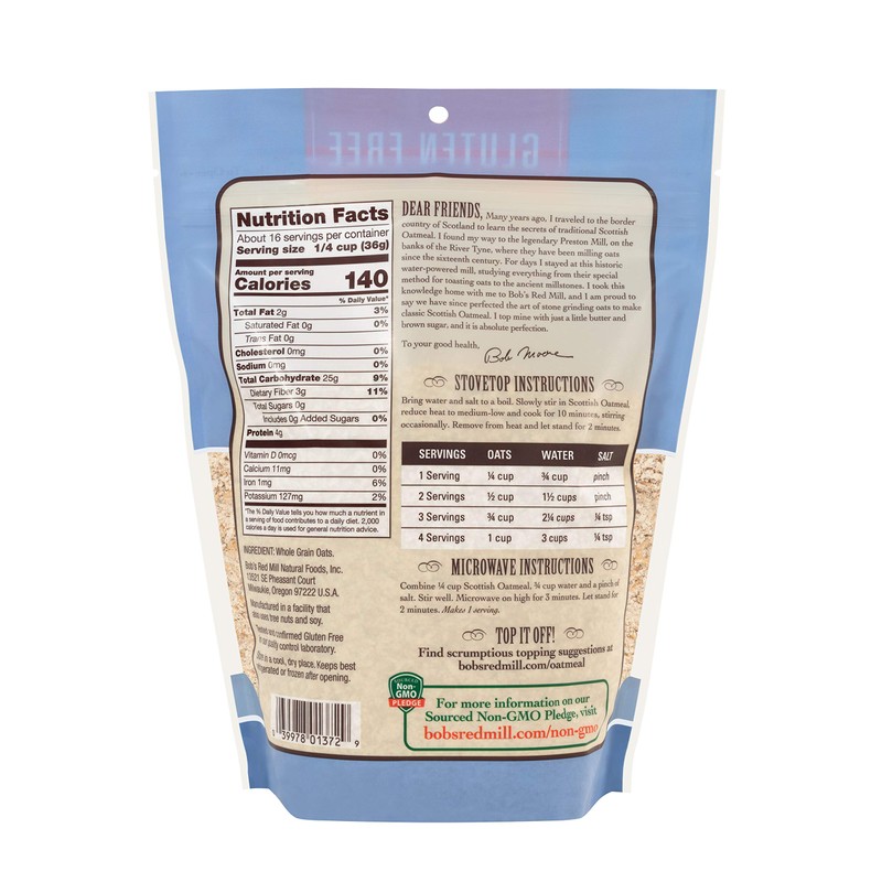 Bob's Red Mill Gluten Free Scottish Oatmeal, 20-ounce (Pack of