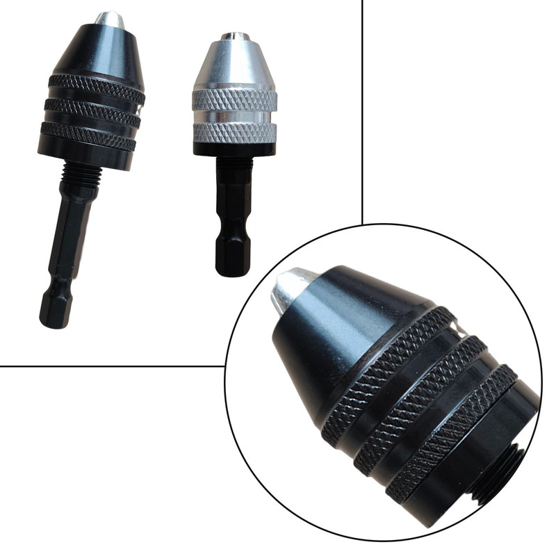 2-Pack Keyless Drill Chuck Adapter for Impact Driver, 1/4 Inch