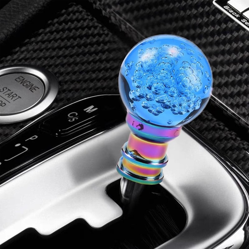 Blueshyhall Glass Crystal Shift Knob Blue Bubble, LED Multicolor Gradient
