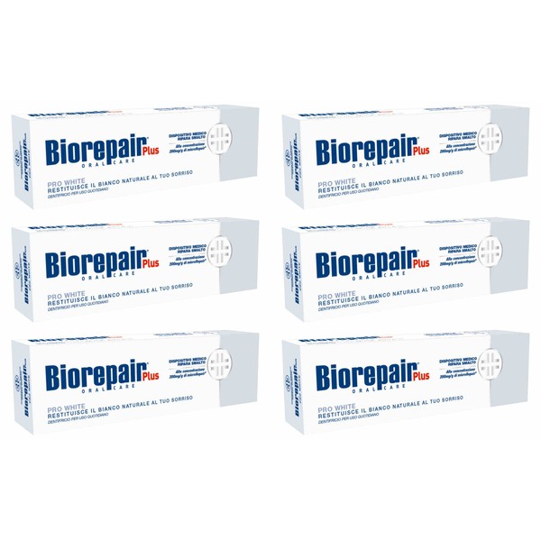 Biorepair Pro White Daily pasta dental – 2.54 onzas líquidas (75 ml) tubos (paquete de 6) [Importación italiana]