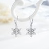 Snowflake Earrings 925 Sterling Silver Snowflake Leverback Earrings with White