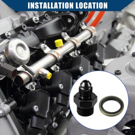 Hihaha Fuel Fitting with Washer/Inner Fuel Line Male Flare Adapter for Car/Durable Aluminum Alloy Metric M14x1.5 to 4AN Male Flare Adapter / 1 Set Black