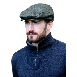 Irish Flat Cap for Men Made in Ireland Kerry Hat 100% Wool Tweed (Small)